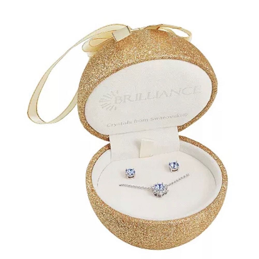 🎄🎅🎁Brilliance Ornament Box Crystal Necklace & Earring Set